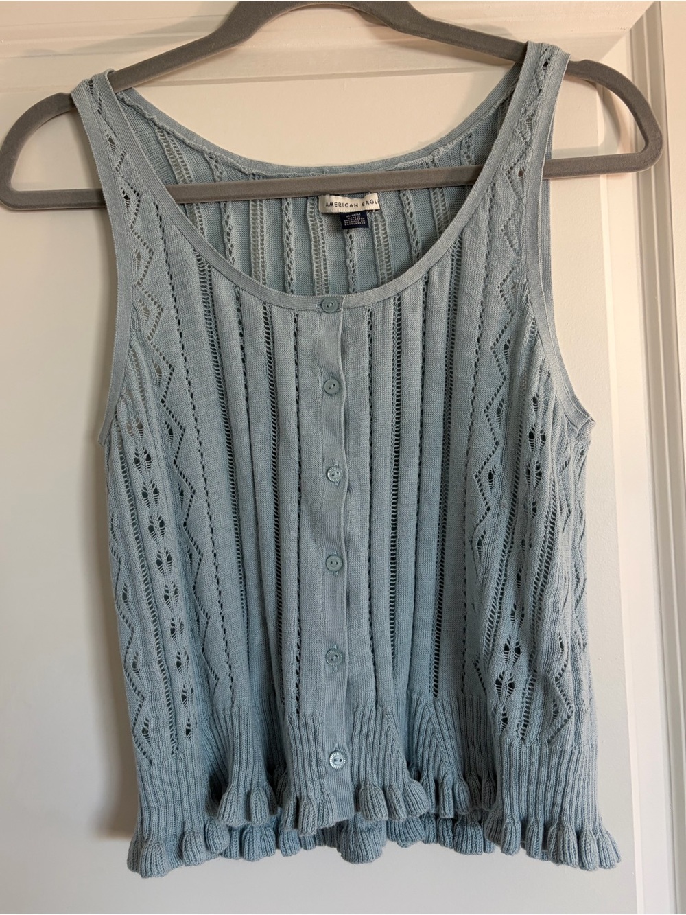 American eagle  Light Blue Knit Button-Front sweater Tank